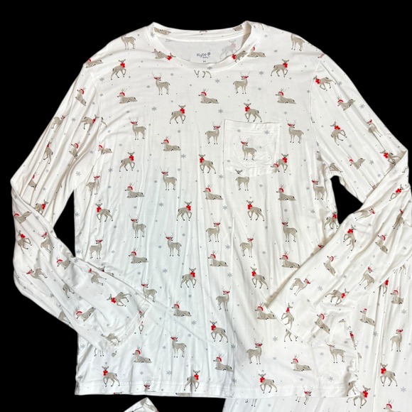 Kyte Baby Women's M Bamboo Reindeer Christmas Pajama Set Long Sleeve Pants - Picture 2 of 6